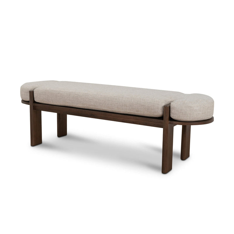 1.6m Black Elm Bench - Natural Linen