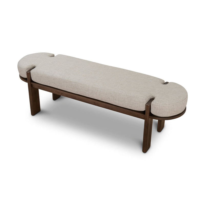 1.6m Black Elm Bench - Natural Linen