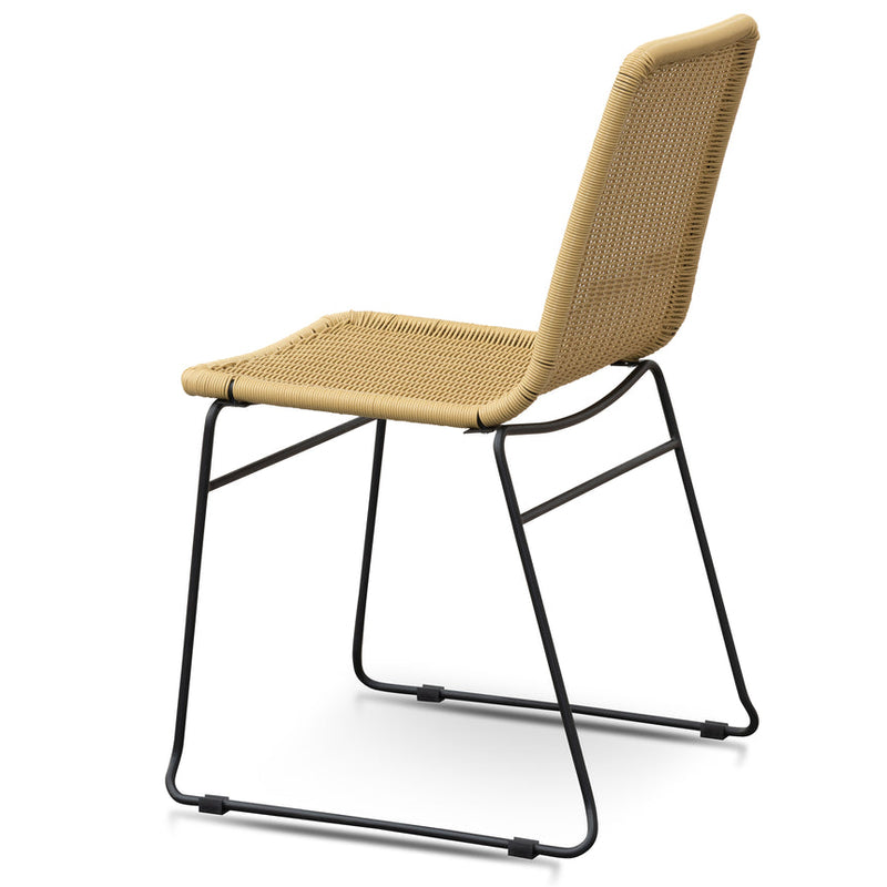 CDC2947-NH Rattan Seat Dining Chair - Natural with Black Legs