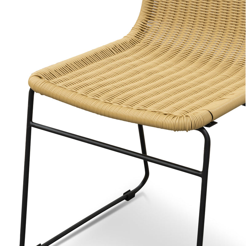 CDC2947-NH Rattan Seat Dining Chair - Natural with Black Legs