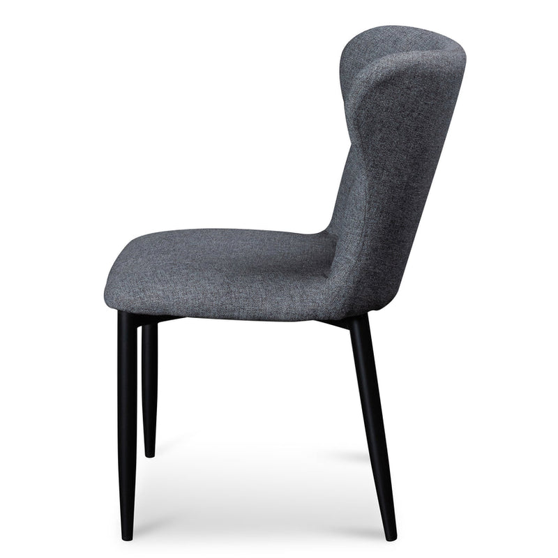 Fabric Dining Chair - Pebble Grey with Black Legs