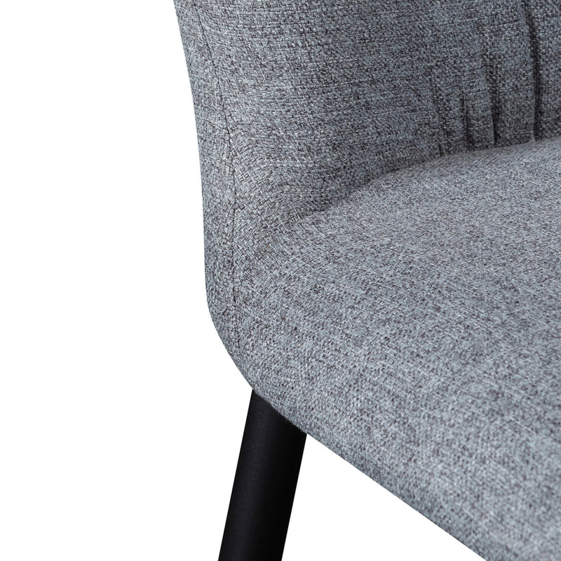 Fabric Dining Chair - Pebble Grey with Black Legs