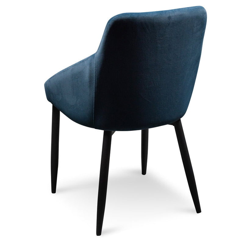 Dining Chair - Navy Blue Velvet with Black Legs (Set of 2)