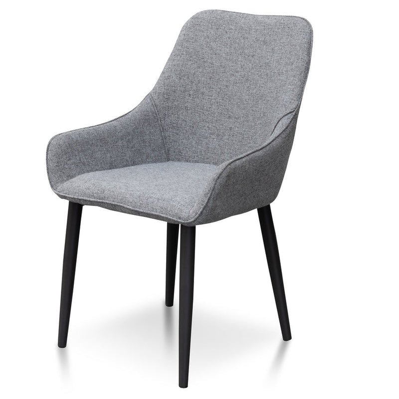 Dining Chair - Pebble Grey Fabric with Black Legs (Set of 2)