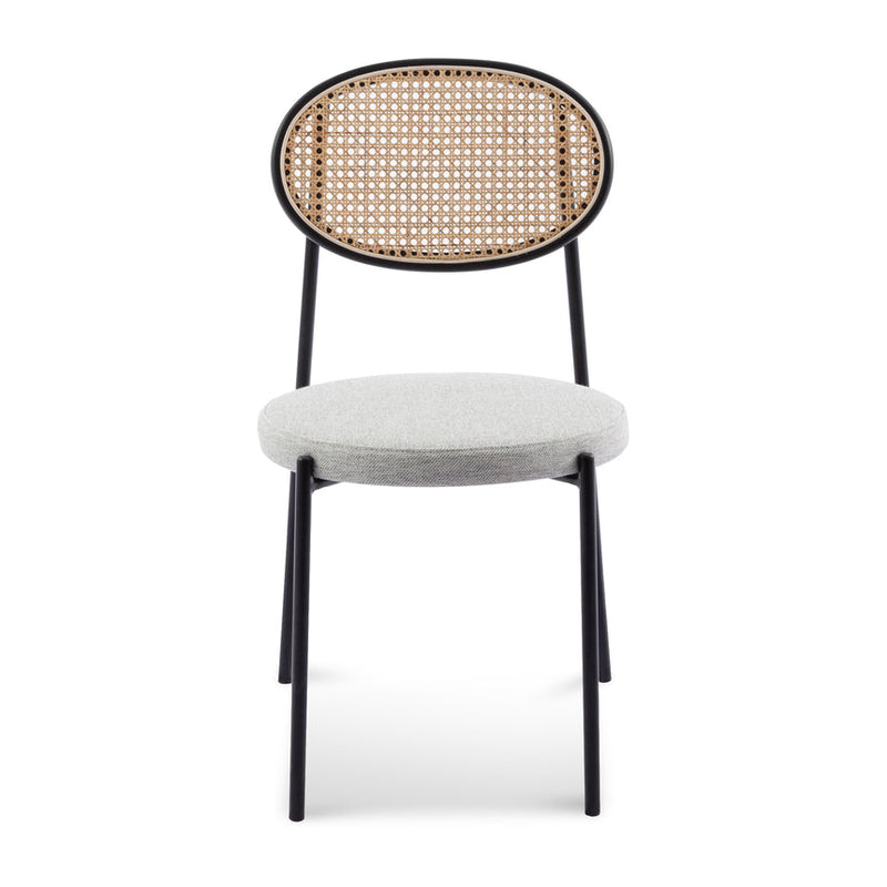 Fabric Natural Rattan Dining Chair - Black