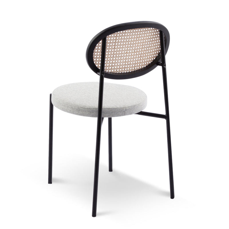 Fabric Natural Rattan Dining Chair - Black