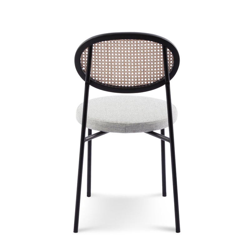 Fabric Natural Rattan Dining Chair - Black