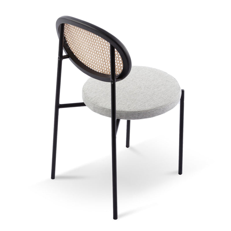 Fabric Natural Rattan Dining Chair - Black