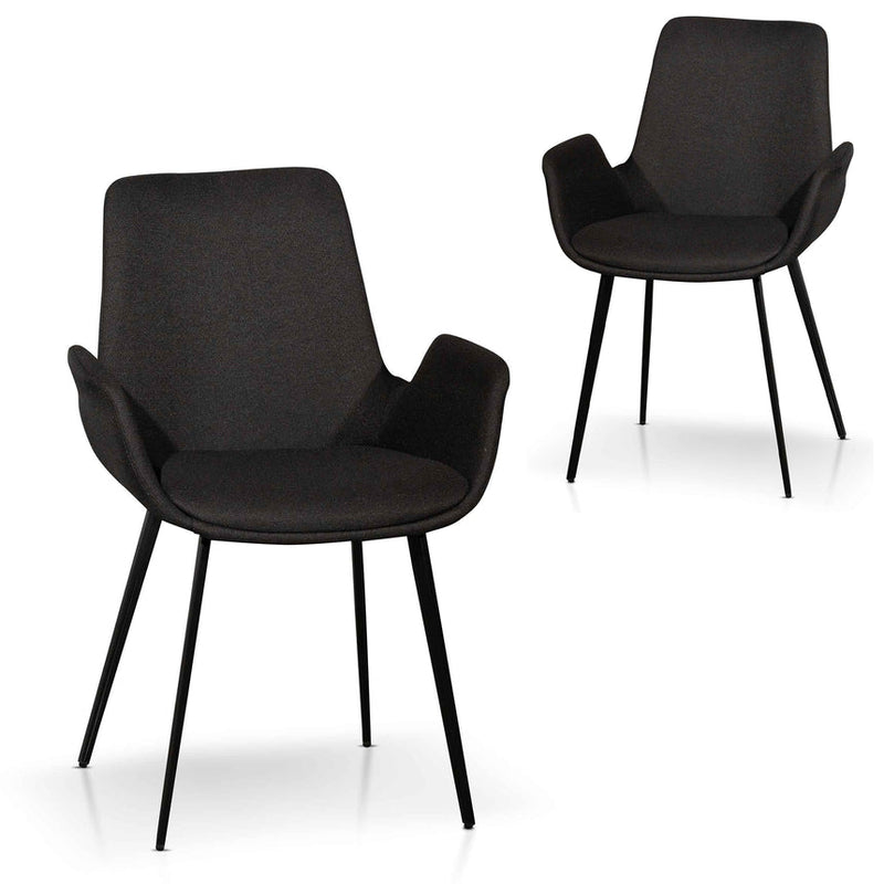 Fabric Dining Chair – Black (Set of 2)