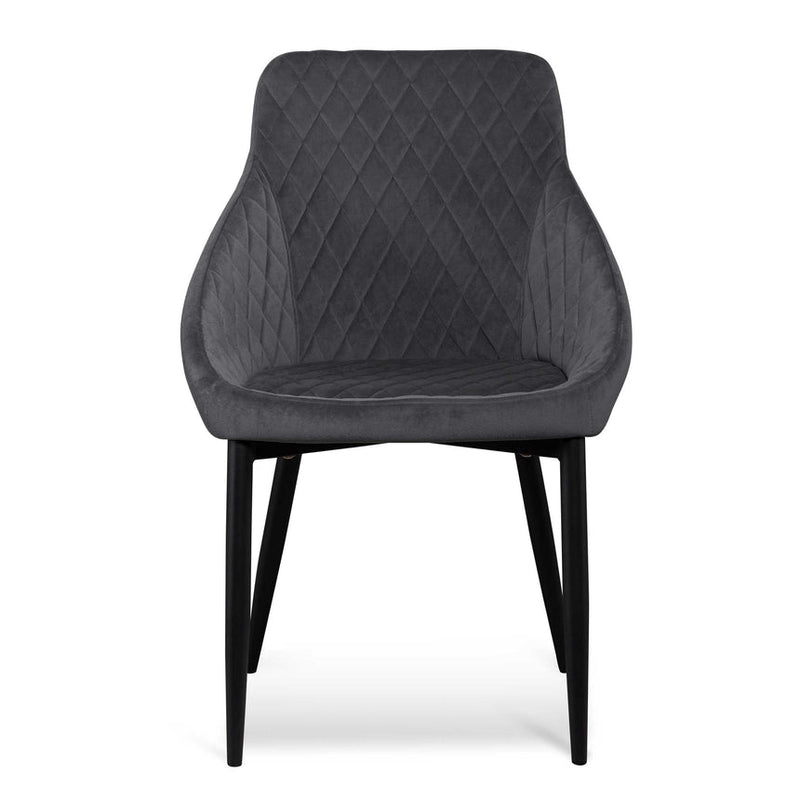 Dining Chair - Grey Velvet in Black Legs (Set of 2)