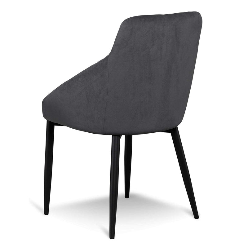 Dining Chair - Grey Velvet in Black Legs (Set of 2)