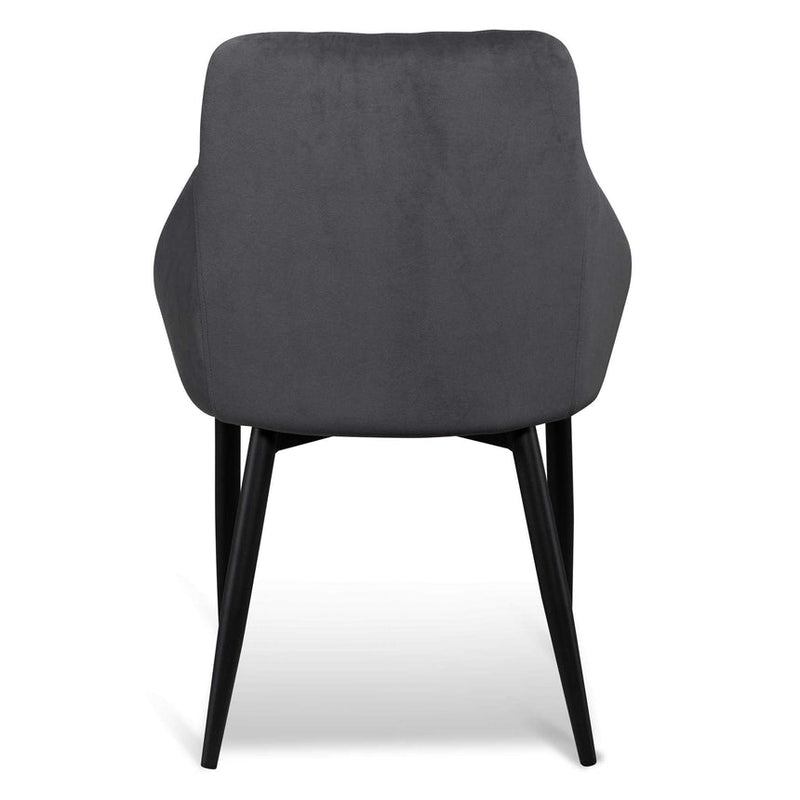 Dining Chair - Grey Velvet in Black Legs (Set of 2)