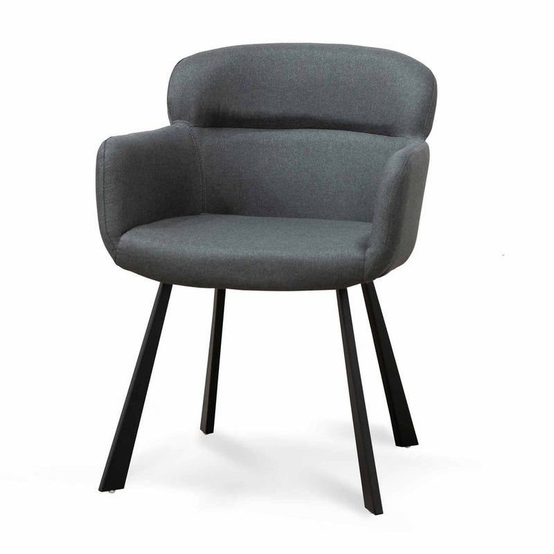 Fabric Dining Chair - Gunmetal Grey with Black Legs