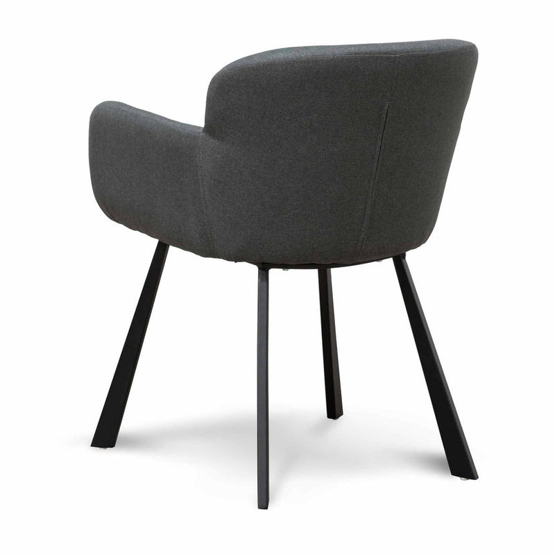 Fabric Dining Chair - Gunmetal Grey with Black Legs