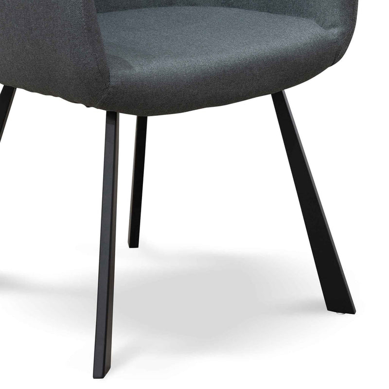 Fabric Dining Chair - Gunmetal Grey with Black Legs