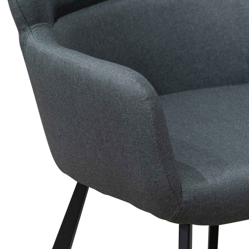 Fabric Dining Chair - Gunmetal Grey with Black Legs