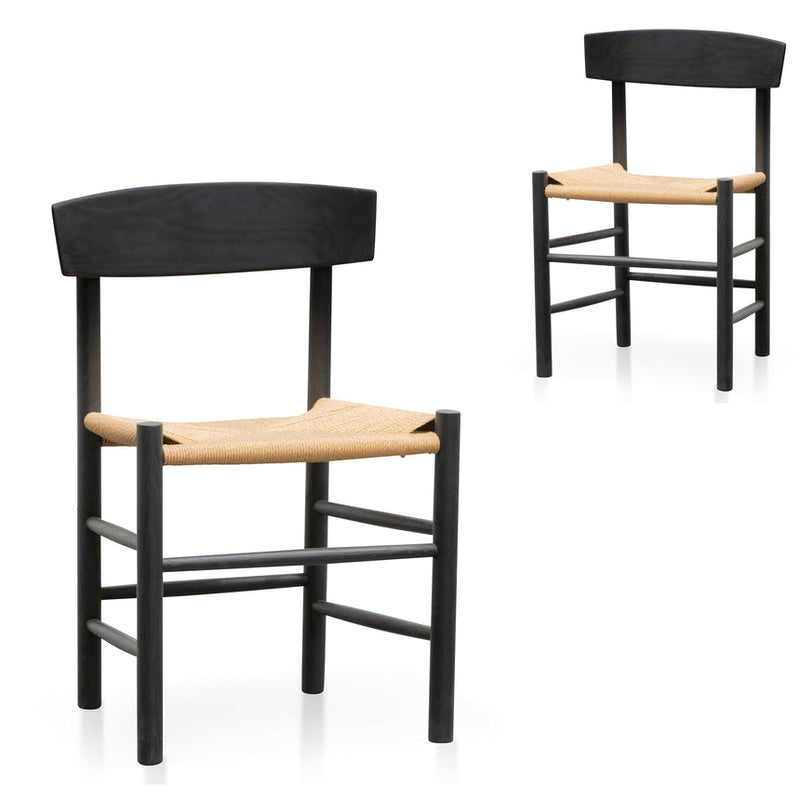 Rattan Dining Chair - Full Black (Set of 2)