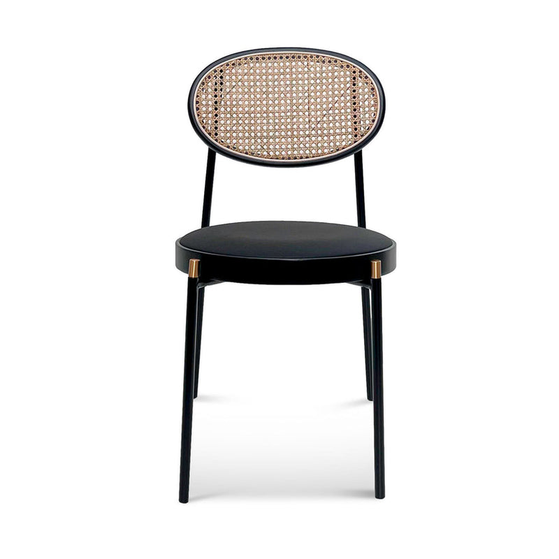 Fabric Natural Rattan Dining Chair - Black