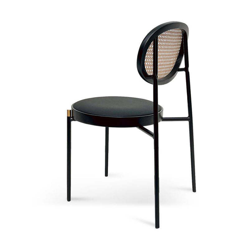 Fabric Natural Rattan Dining Chair - Black