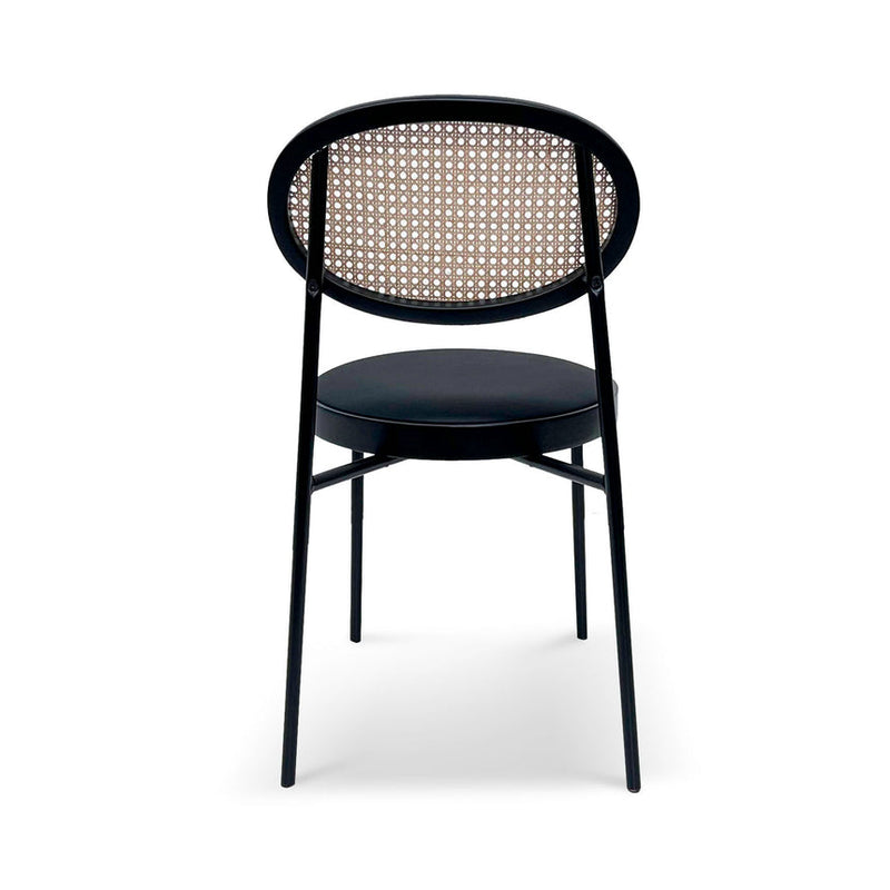 Fabric Natural Rattan Dining Chair - Black