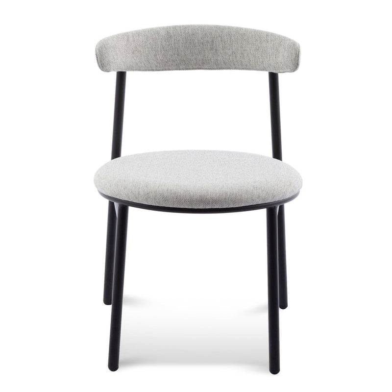 Fabric Dining Chair - Moon White Boucle and Black Legs (Set of 2)