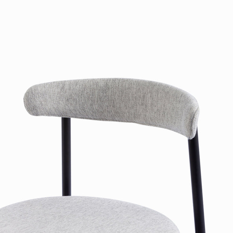 Fabric Dining Chair - Moon White Boucle and Black Legs (Set of 2)