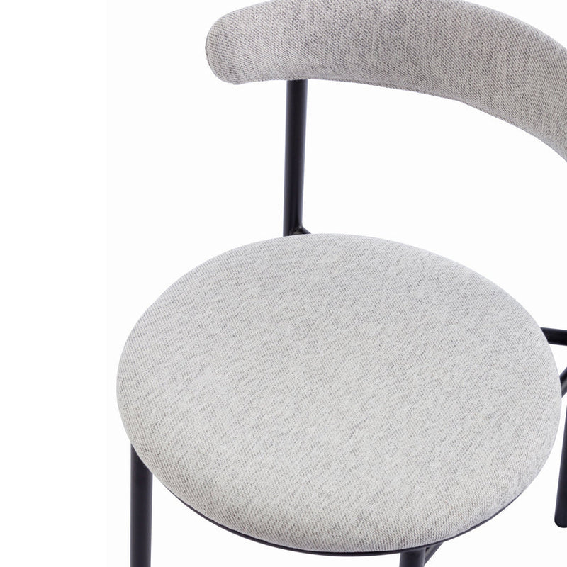 Fabric Dining Chair - Moon White Boucle and Black Legs (Set of 2)