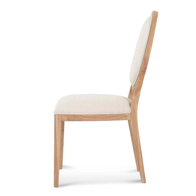 Light Beige Fabric Dining Chair - Natural Frame (Set of 2)