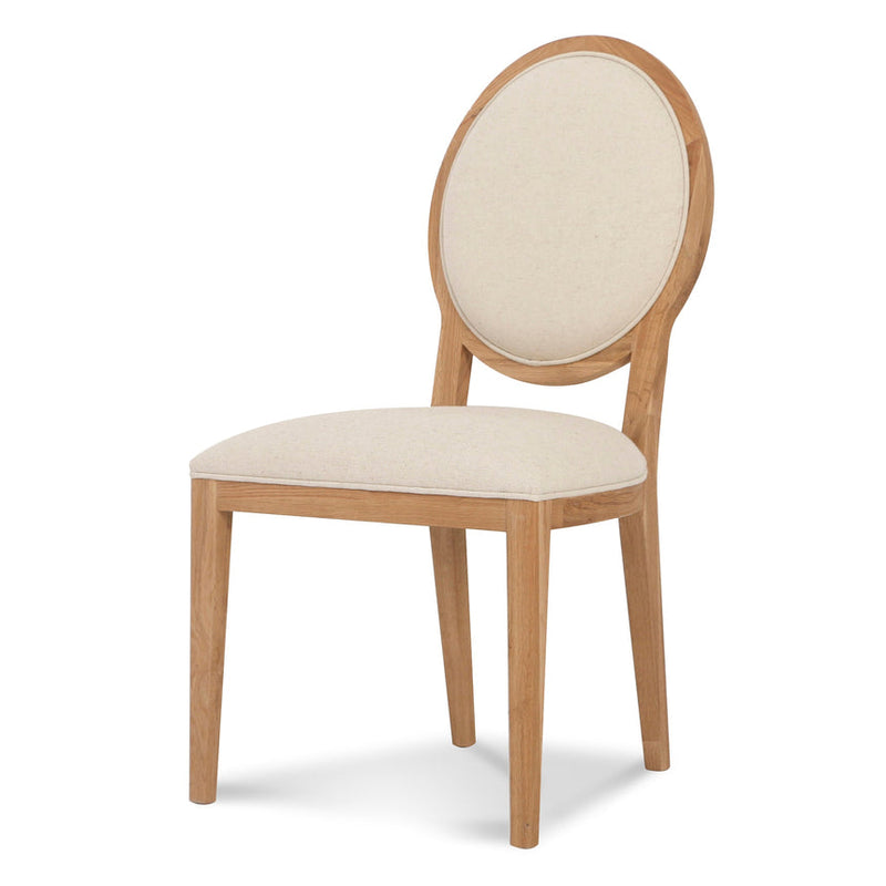 Light Beige Fabric Dining Chair - Natural Frame (Set of 2)