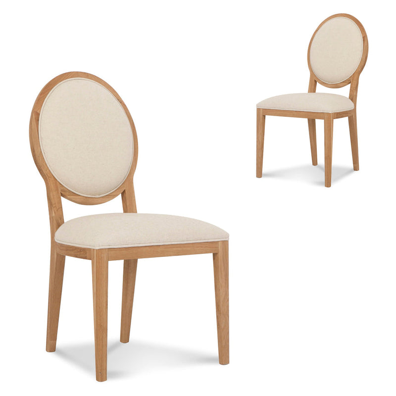 Light Beige Fabric Dining Chair - Natural Frame (Set of 2)