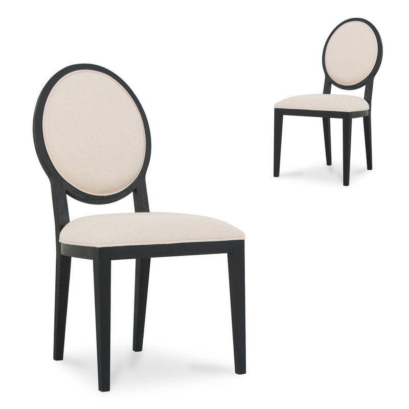 Light Beige Fabric Dining Chair - Natural Frame (Set of 2)