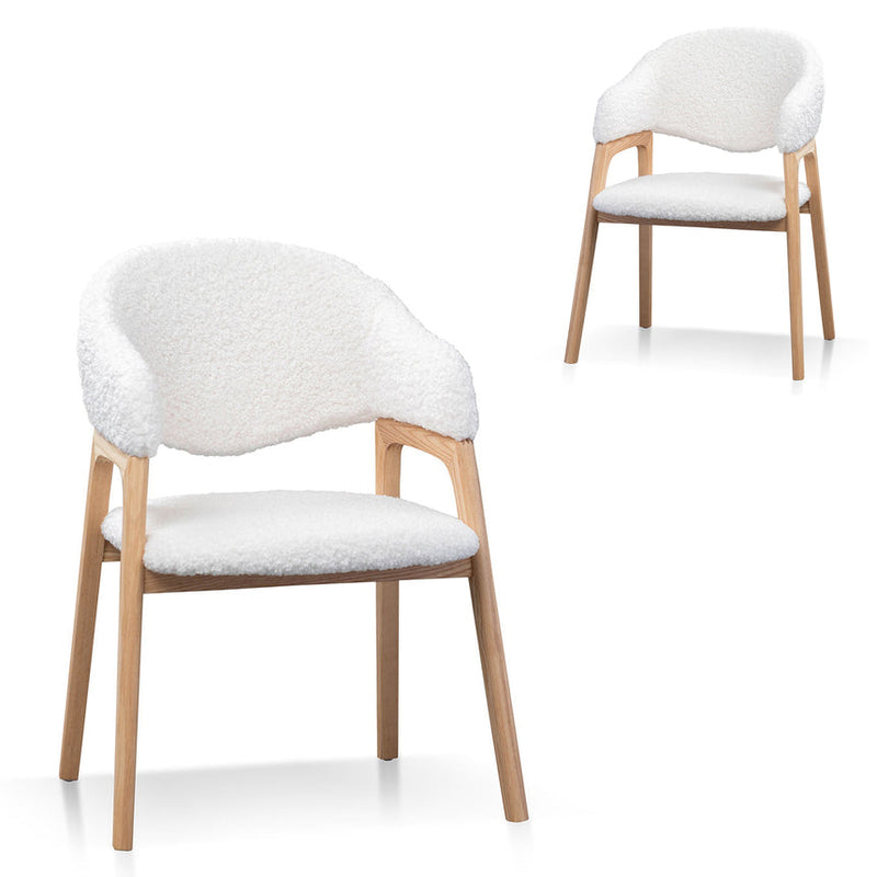 Dining Chair - White Synthetic Wool (Set of 2)