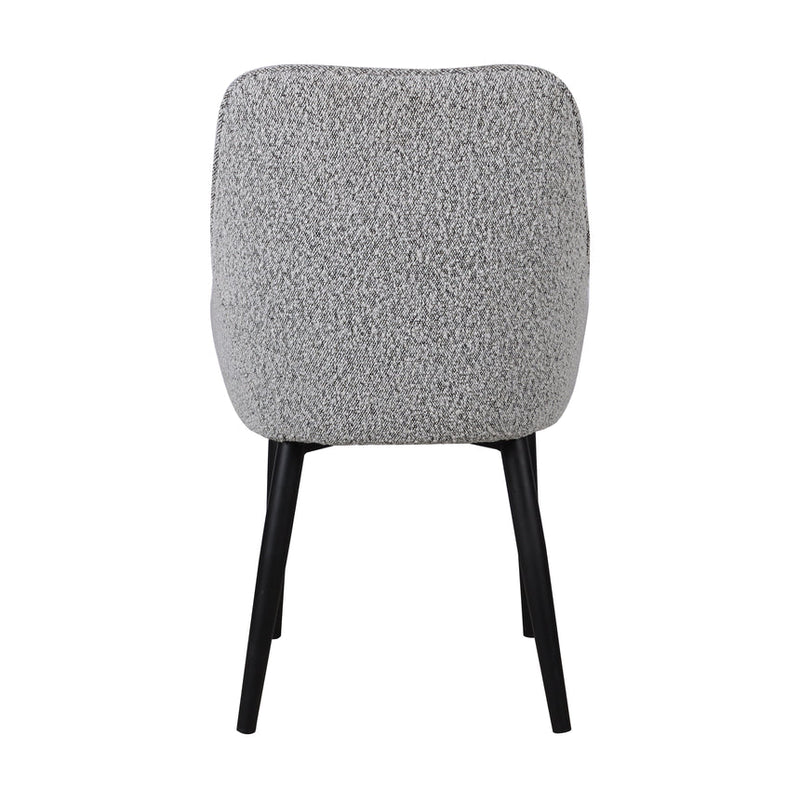 Dining Chair - Pebble Grey Fabric with Black Legs (Set of 2)