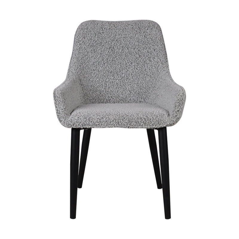 Dining Chair - Pebble Grey Fabric with Black Legs (Set of 2)