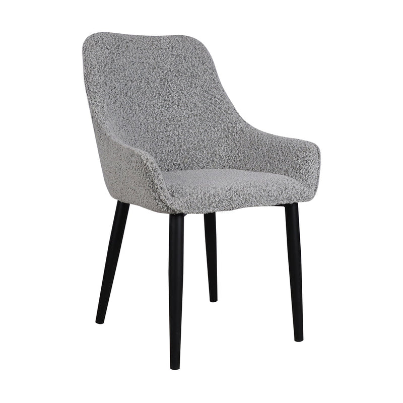 Dining Chair - Pebble Grey Fabric with Black Legs (Set of 2)