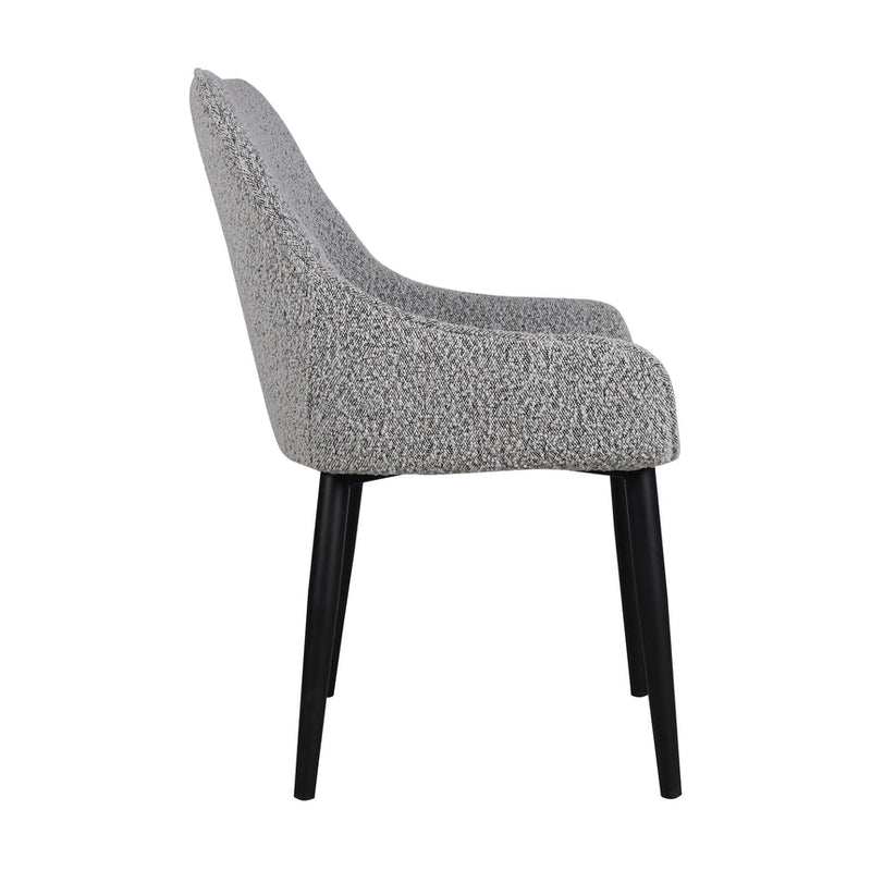 Dining Chair - Pebble Grey Fabric with Black Legs (Set of 2)