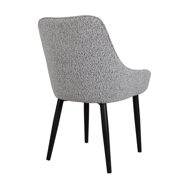 Dining Chair - Pebble Grey Fabric with Black Legs (Set of 2)