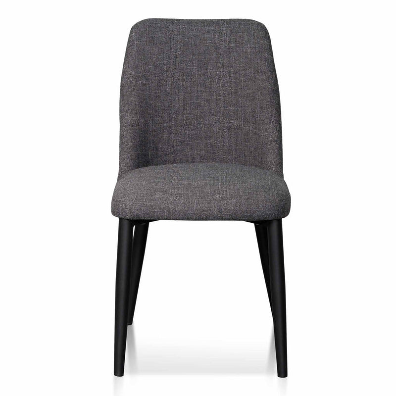 Fabric Dining Chair - Pebble Grey in Black Legs