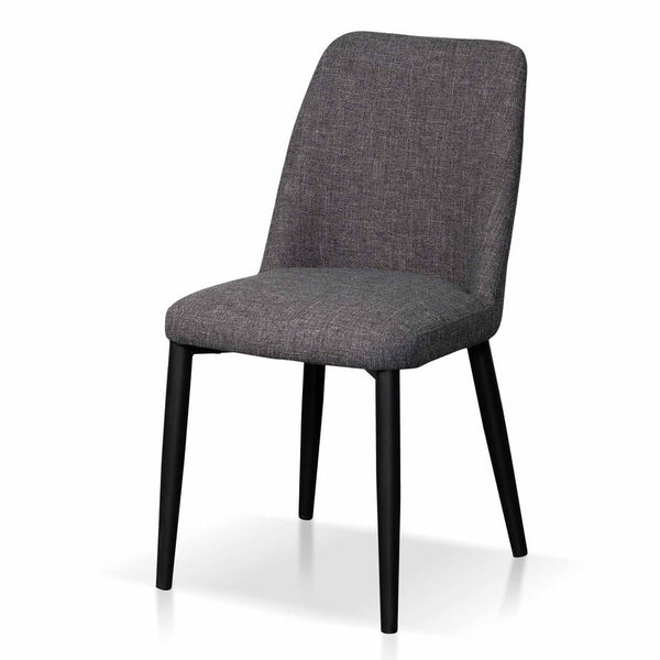 Fabric Dining Chair - Pebble Grey in Black Legs