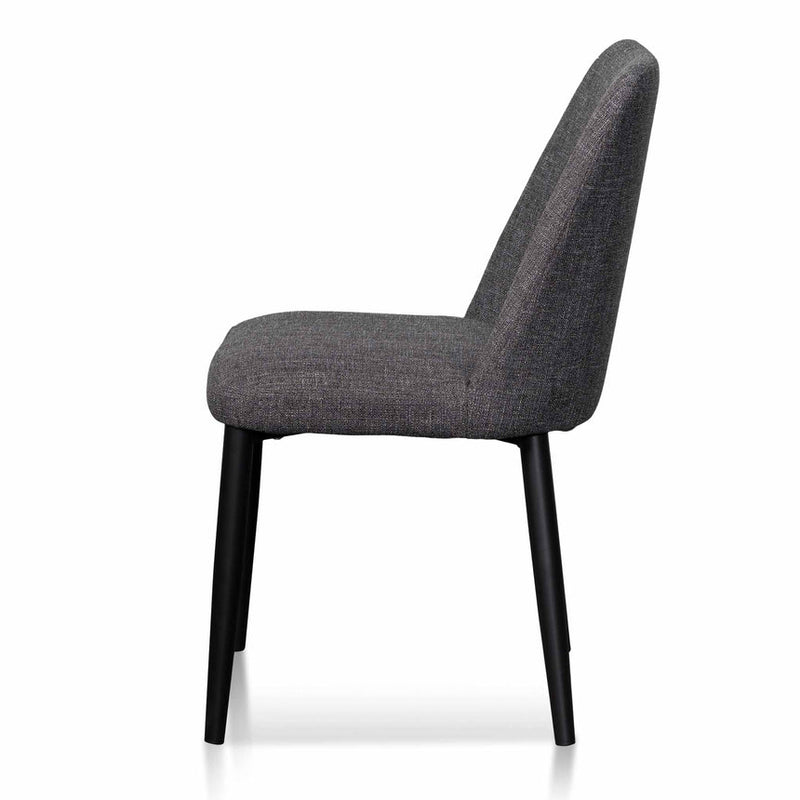 Fabric Dining Chair - Pebble Grey in Black Legs