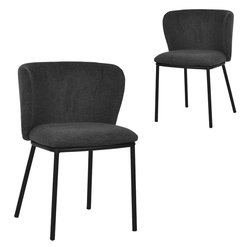 Fabric Dining Chair - Charcoal Grey (Set of 2)