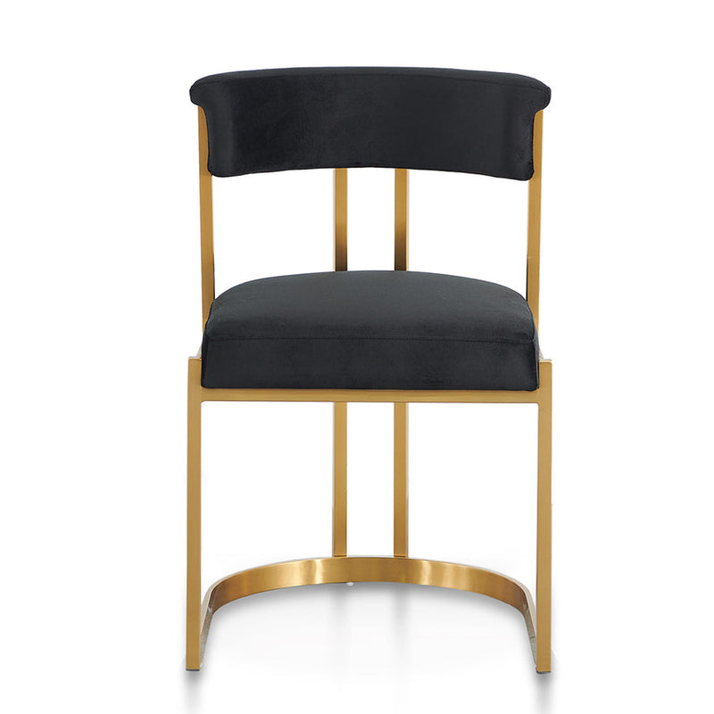 Black Velvet Dining Chair - Golden Base