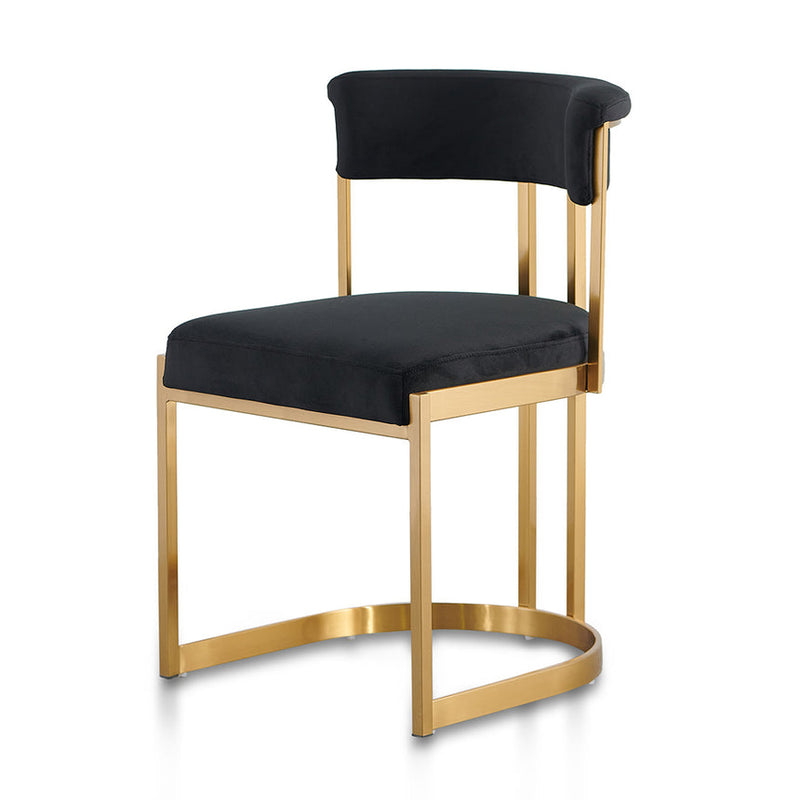 Black Velvet Dining Chair - Golden Base