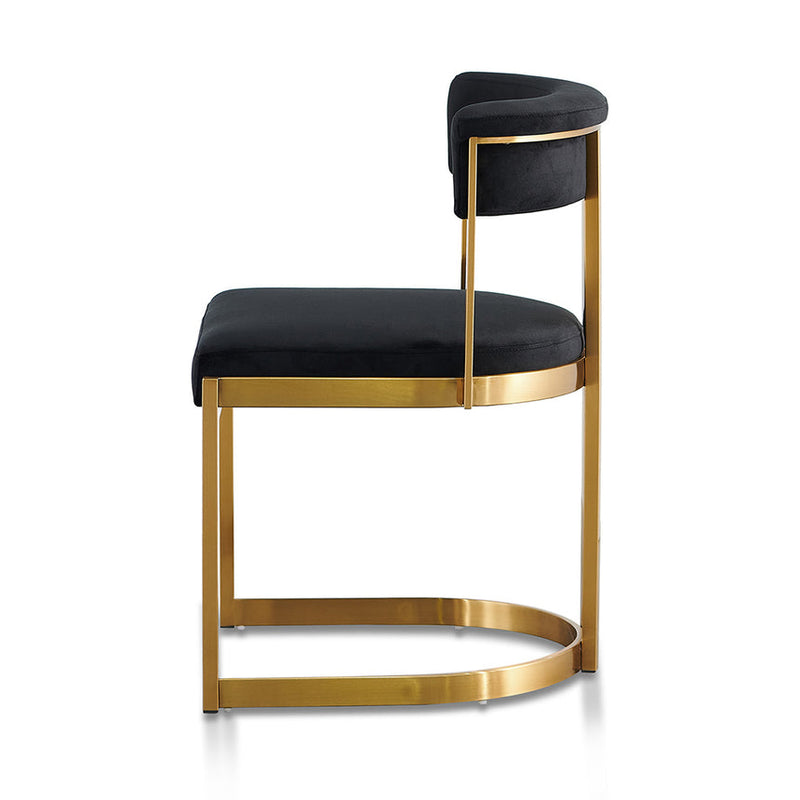 Black Velvet Dining Chair - Golden Base