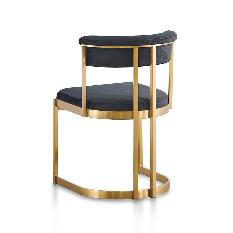 Black Velvet Dining Chair - Golden Base