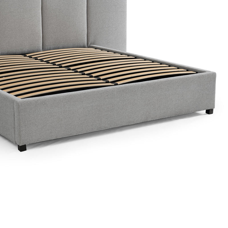 Queen Bed Frame - Charcoal Velvet with Storage