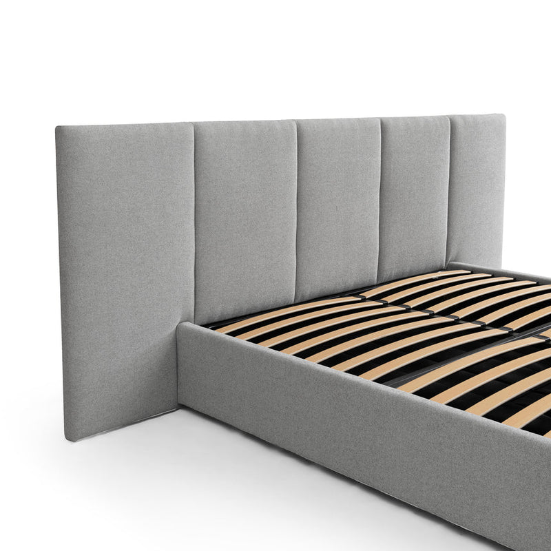 King Bed Frame - Charcoal Velvet with Storage