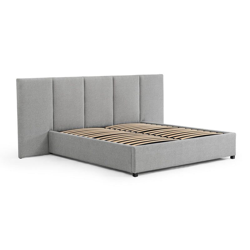 Queen Bed Frame - Charcoal Velvet with Storage