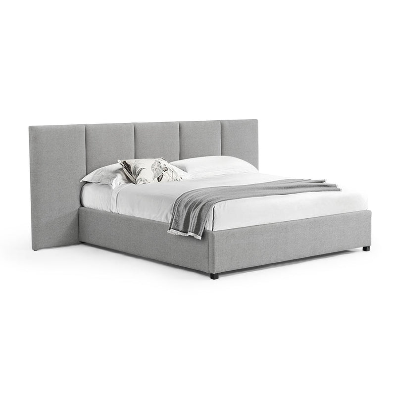 King Bed Frame - Charcoal Velvet with Storage