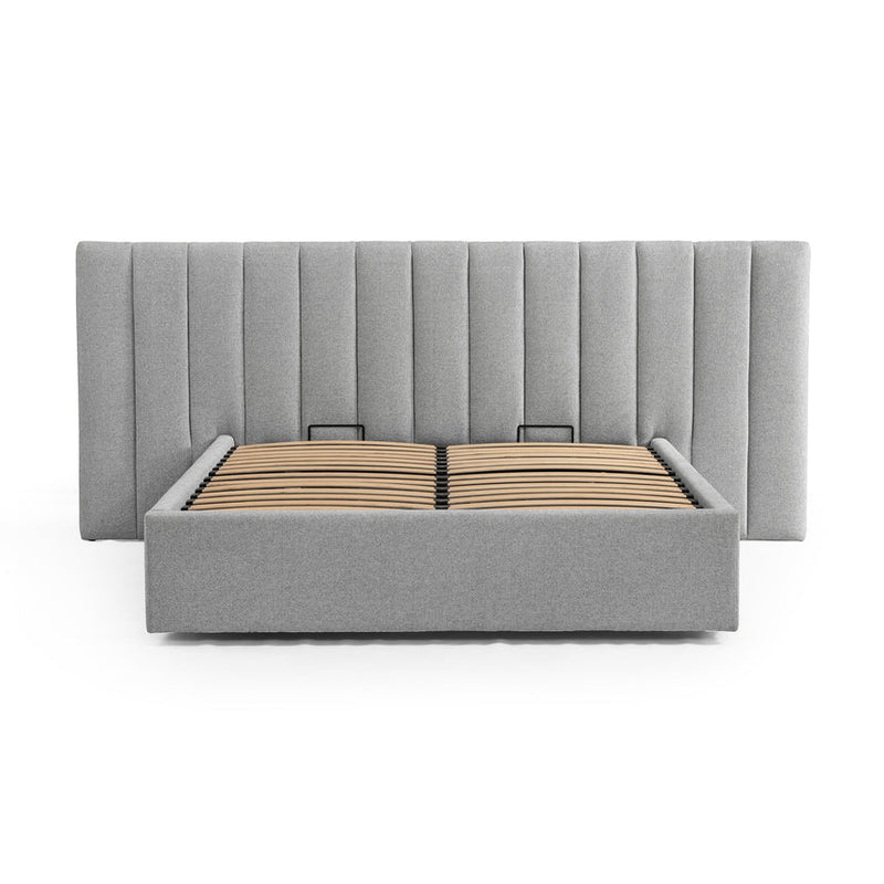 Wide Base King Bed Frame - Spec Grey with Storage